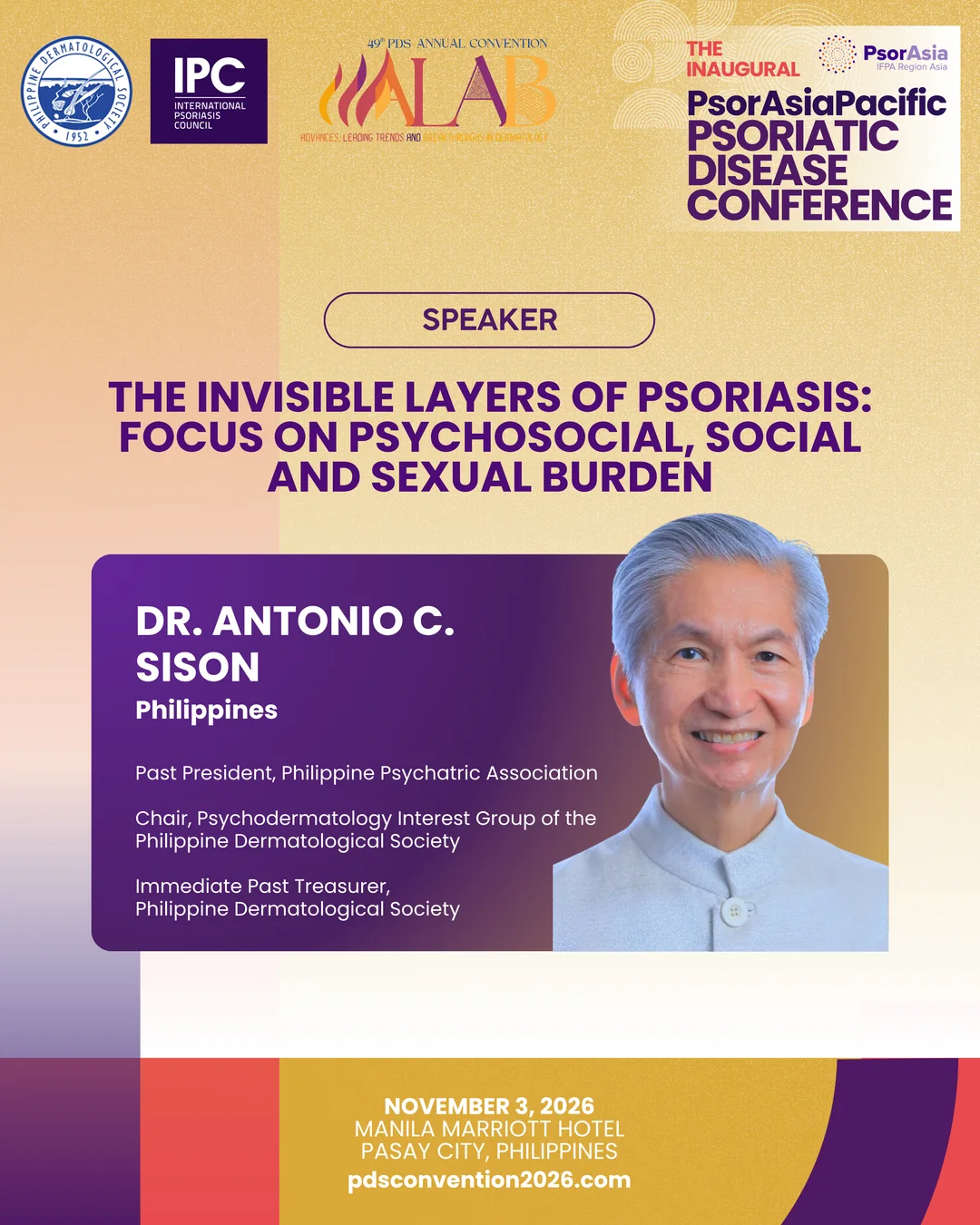 Official convention profile card for Dr. Antonio C. Sison