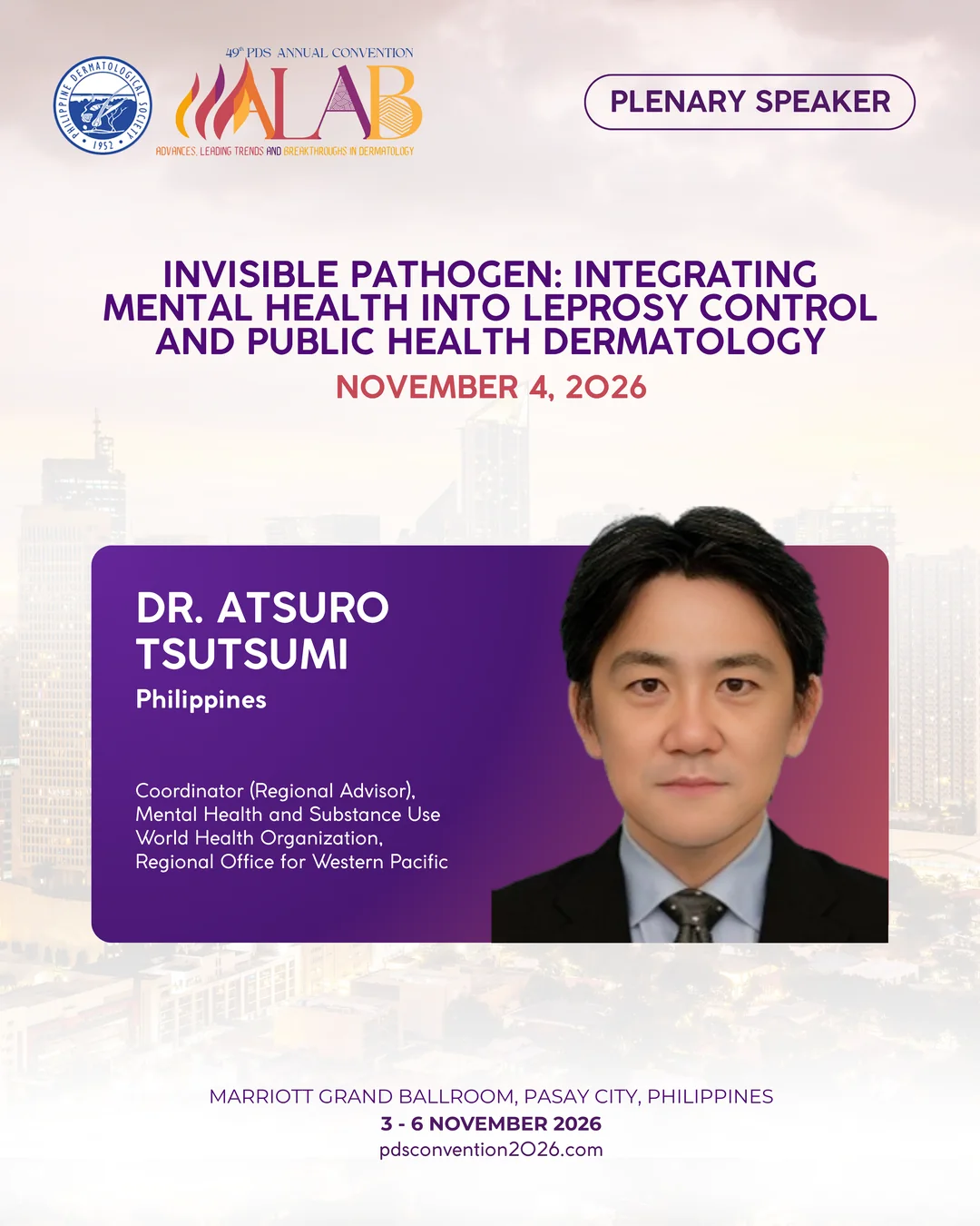 Official convention profile card for Dr. Atsuro Tsutsumi