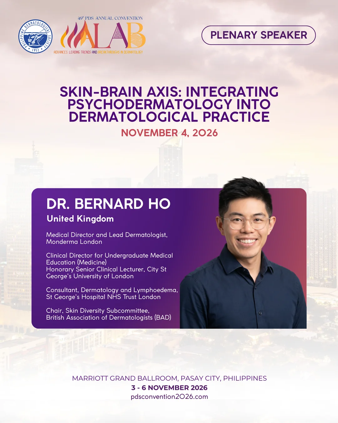 Official convention profile card for Dr. Bernard Ho