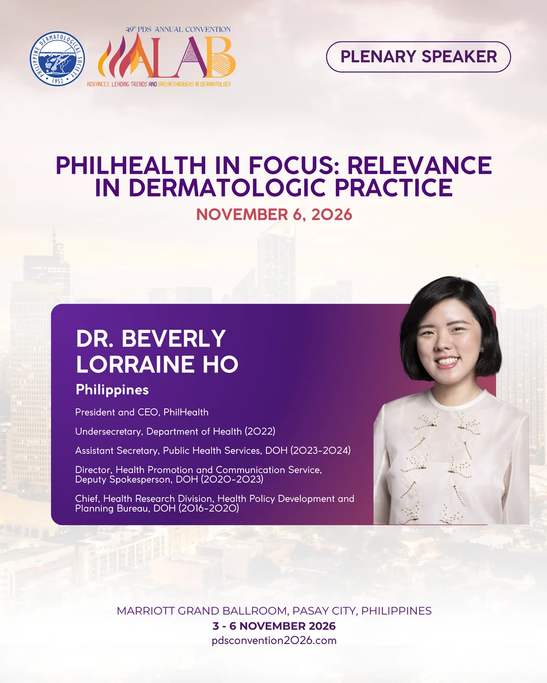 Official convention profile card for Dr. Beverly Lorraine Ho