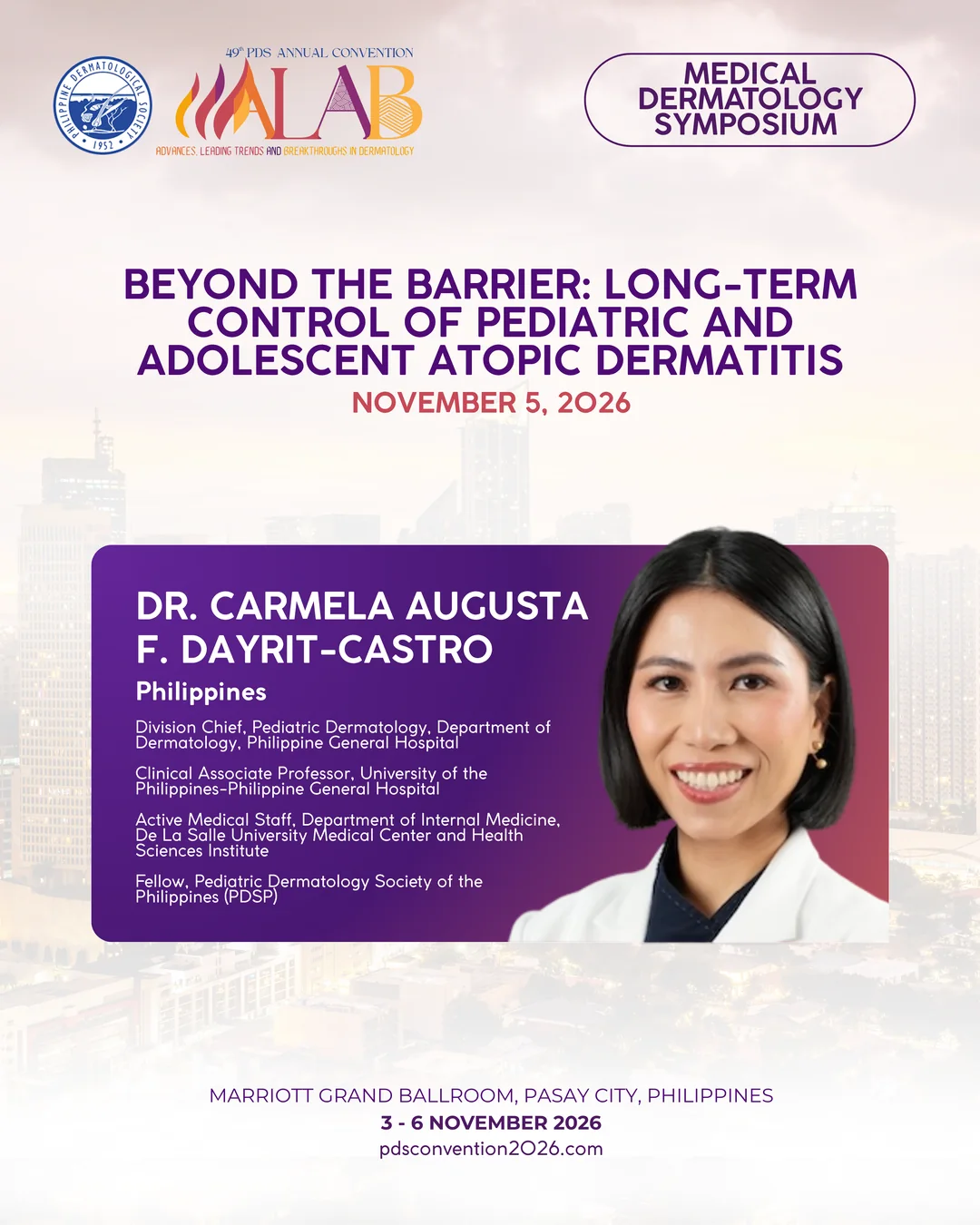 Official convention profile card for Dr. Carmela Augusta F. Dayrit-Castro