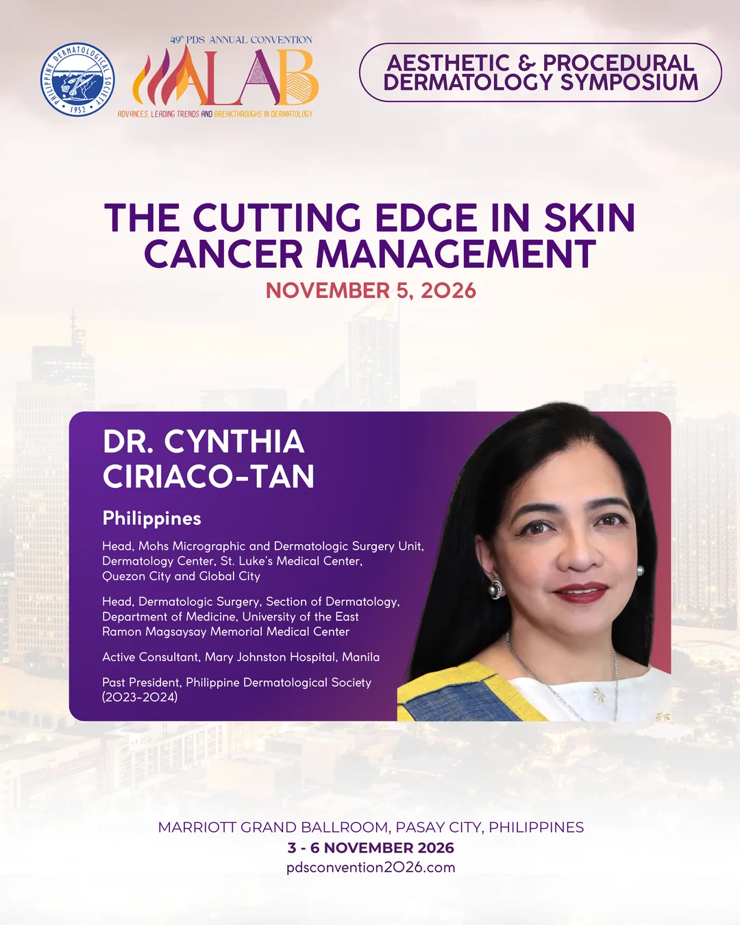 Official convention profile card for Dr. Cynthia Ciriaco-Tan