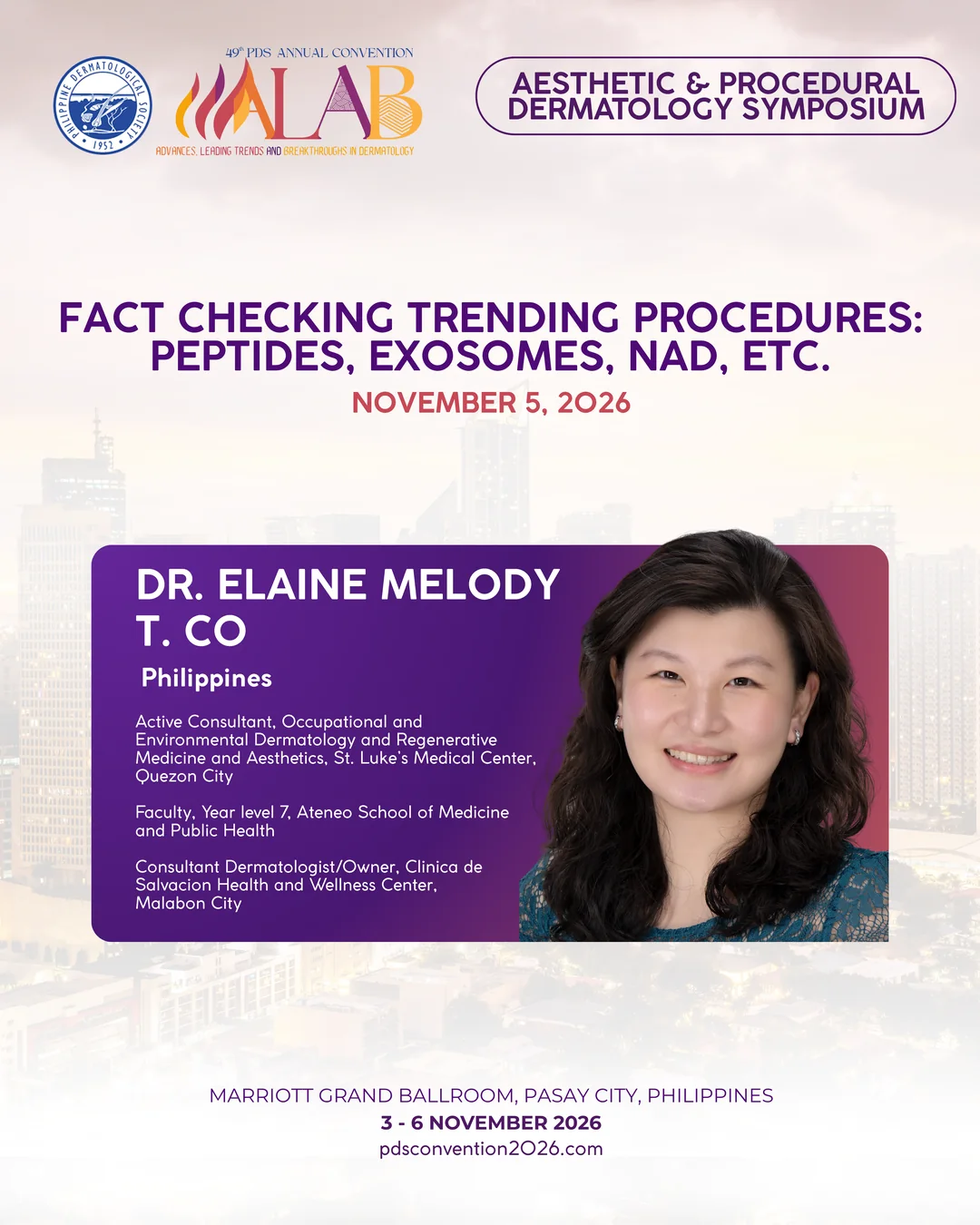 Official convention profile card for Dr. Elaine Melody T. Co