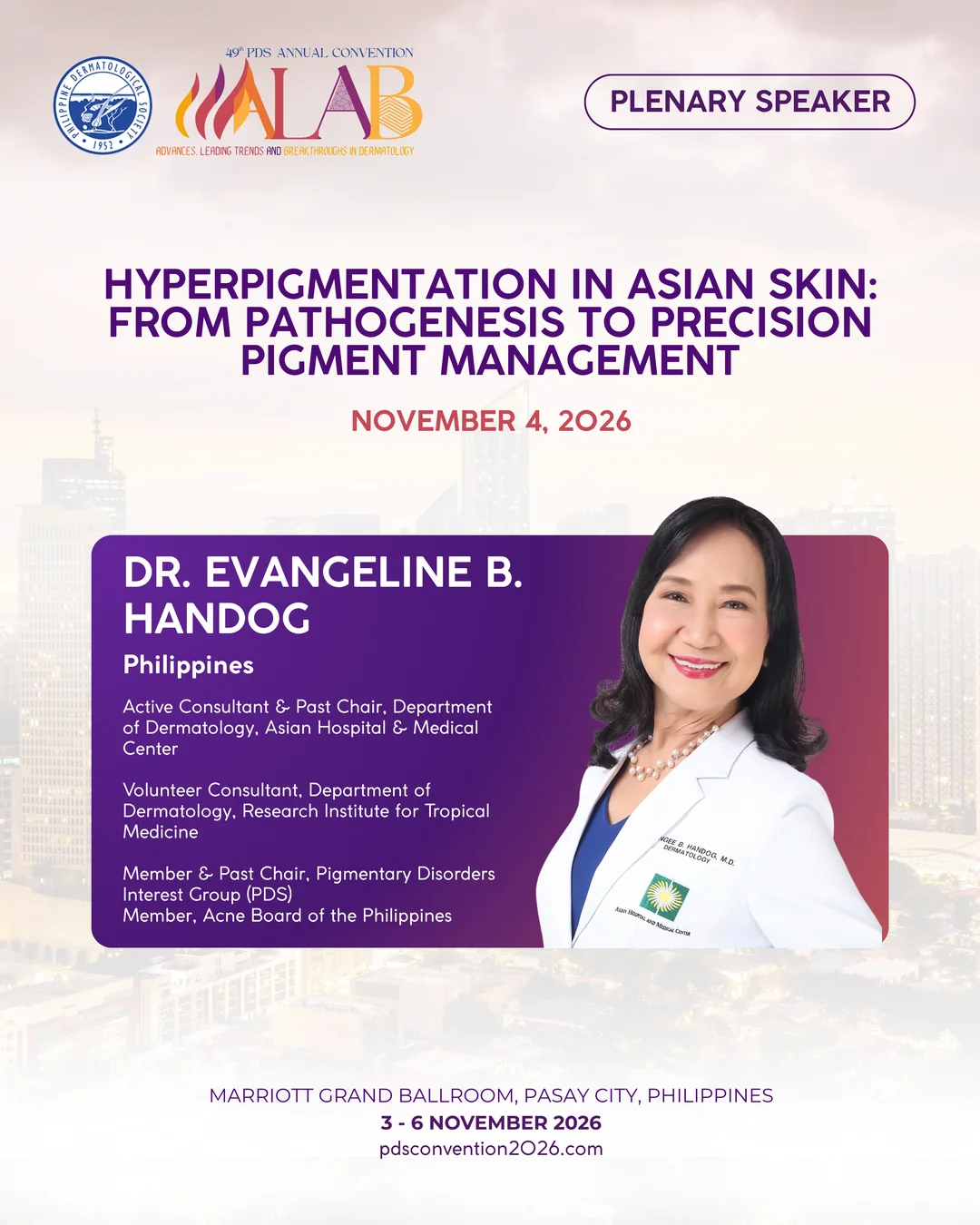 Official convention profile card for Dr. Evangeline B. Handog