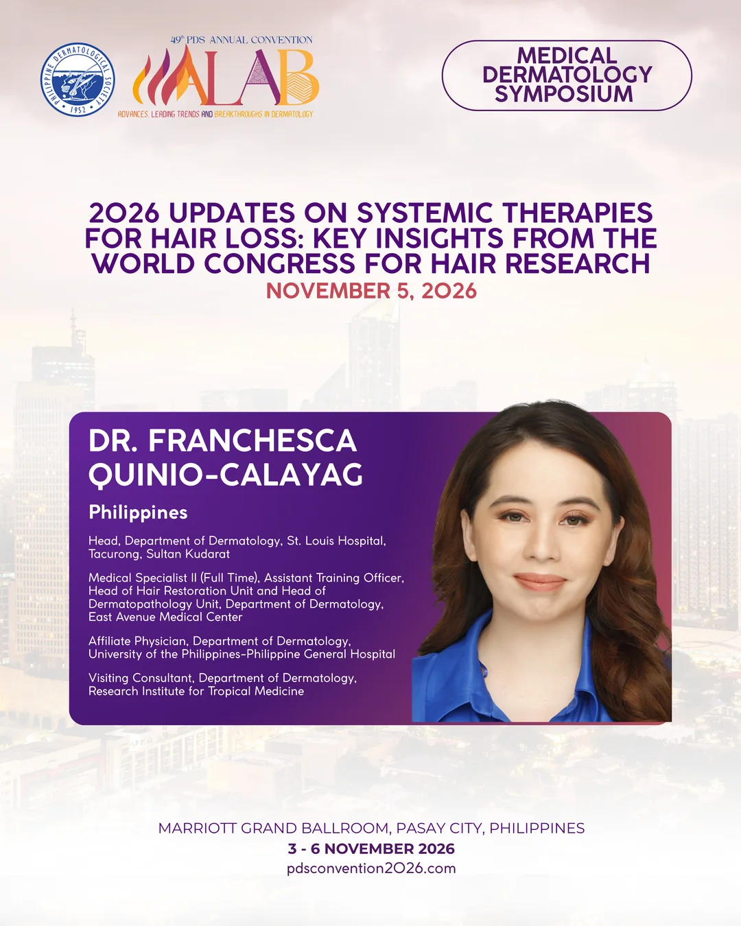 Official convention profile card for Dr. Franchesca Quinio-Calayag