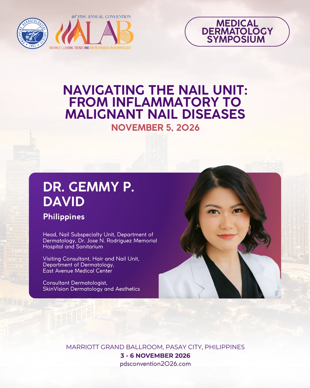 Official convention profile card for Dr. Gemmy P. David