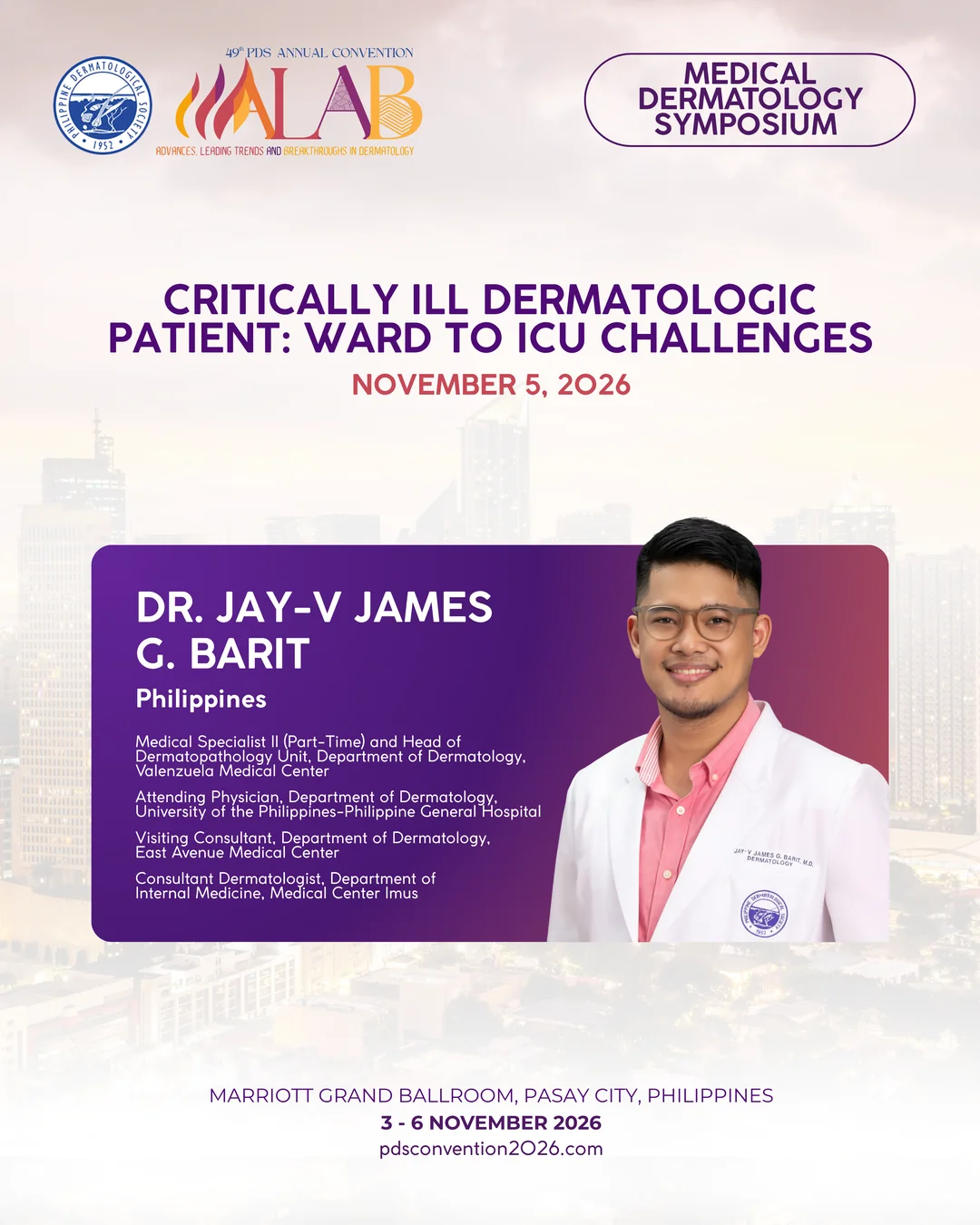 Official convention profile card for Dr. Jay-V James G. Barit