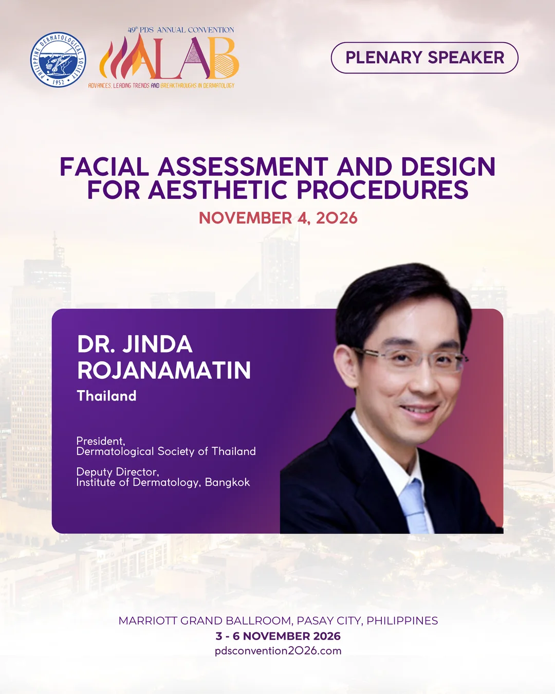 Official convention profile card for Dr. Jinda Rojanamatin