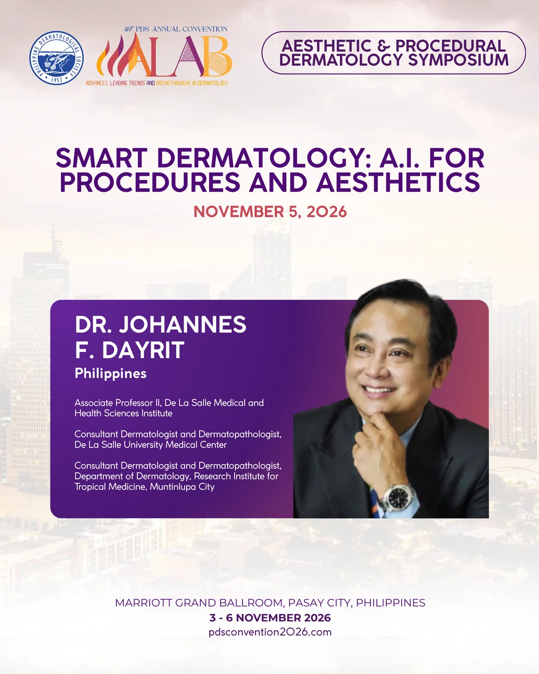 Official convention profile card for Dr. Johannes F. Dayrit