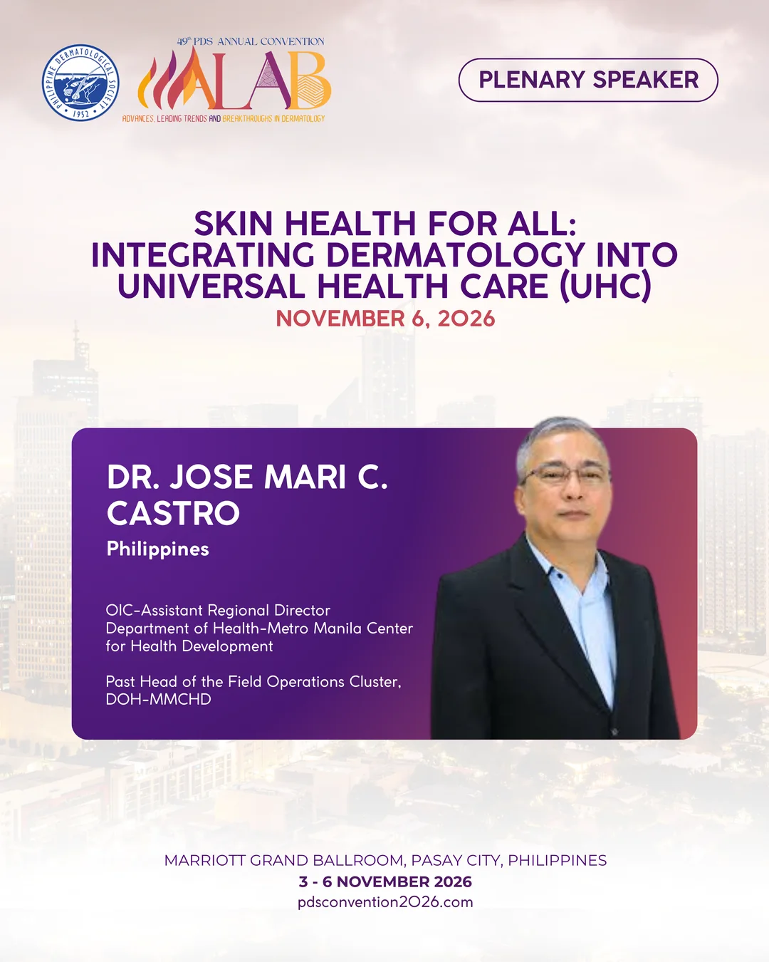 Official convention profile card for Dr. Jose Mari C. Castro