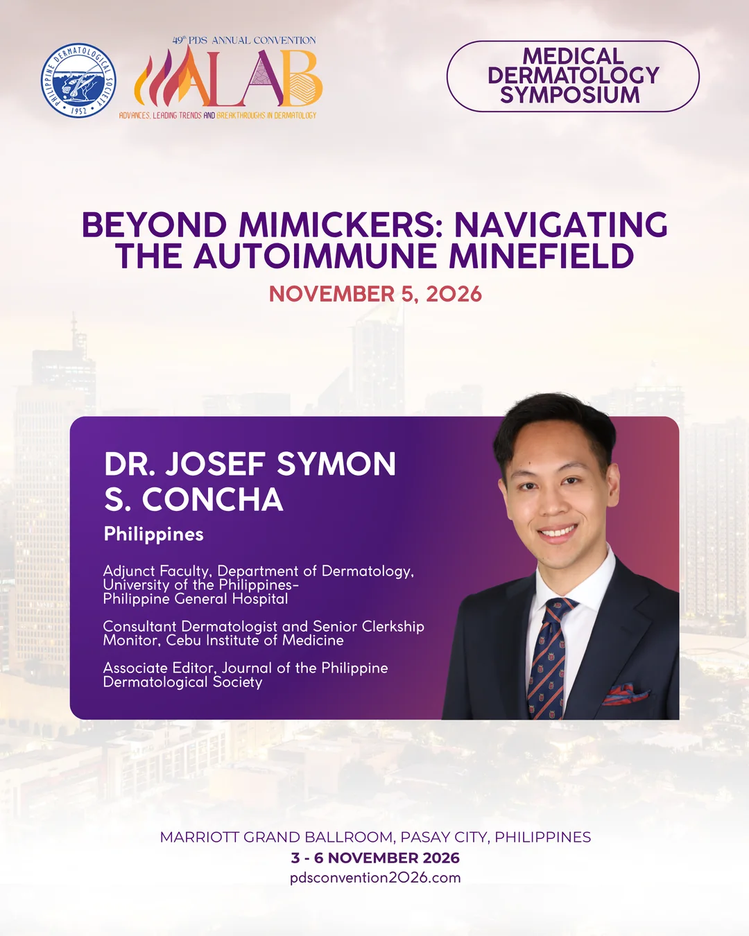 Official convention profile card for Dr. Josef Symon S. Concha