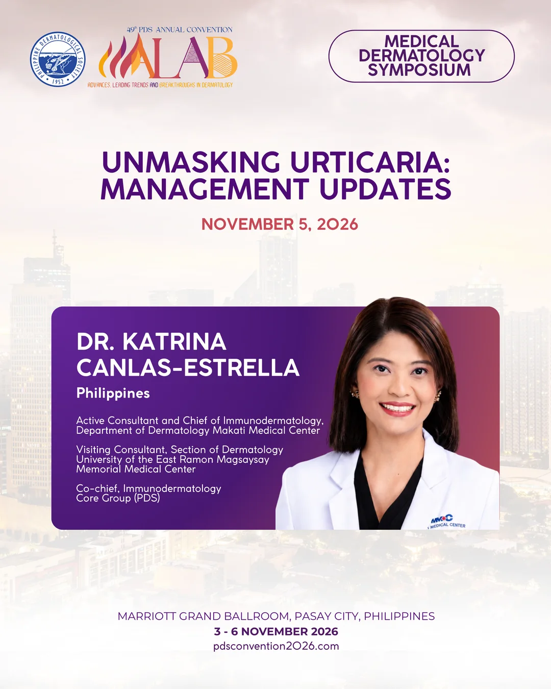 Official convention profile card for Dr. Katrina Canlas-Estrella