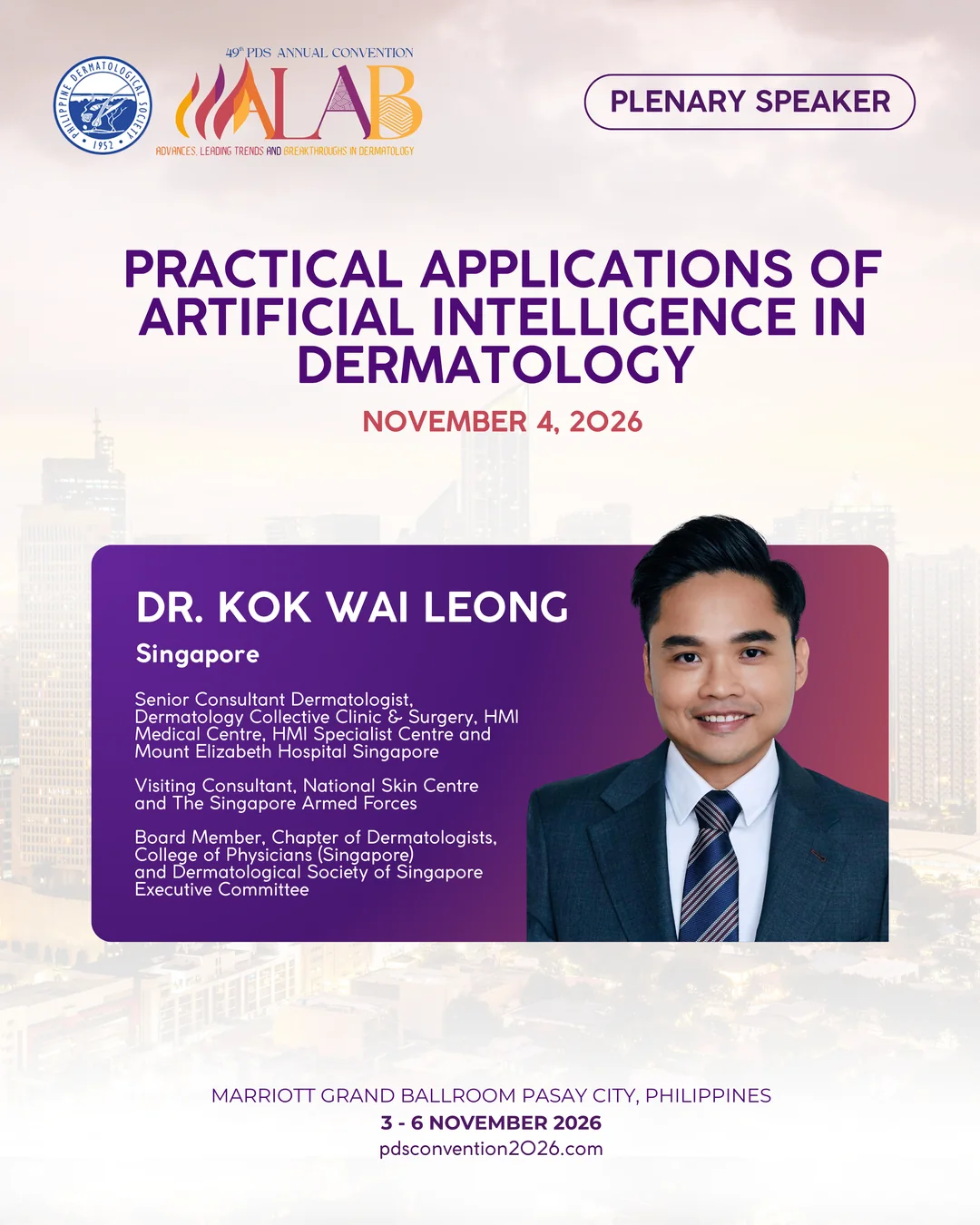 Official convention profile card for Dr. Kok Wai Leong