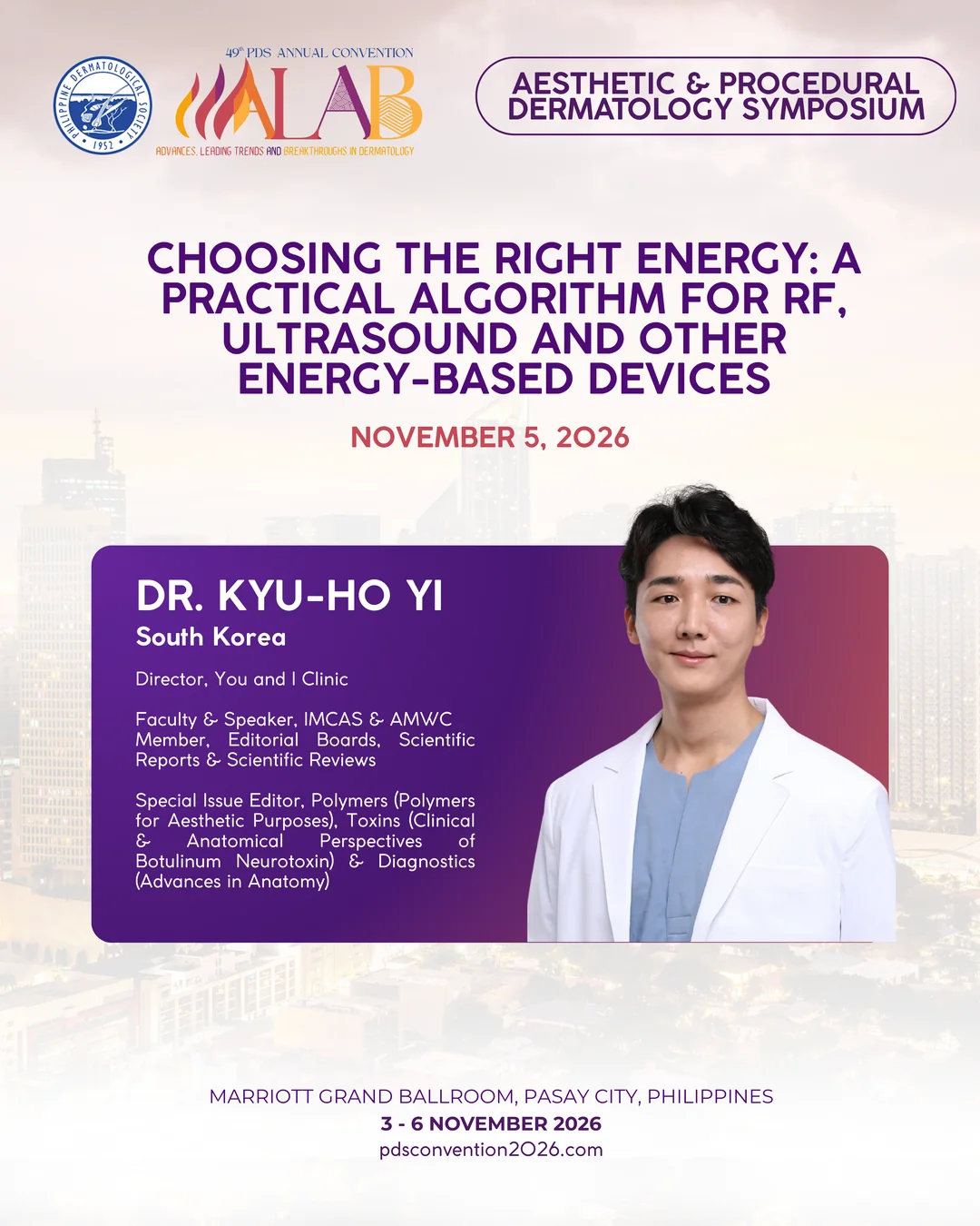 Official convention profile card for Dr. Kyu-Ho Yi