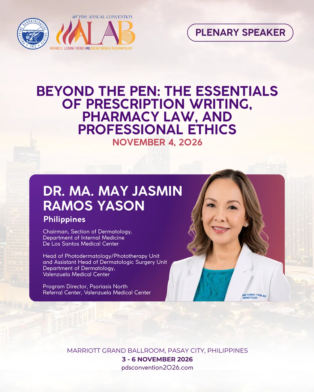 Official convention profile card for Dr. Ma. May Jasmin Ramos Yason