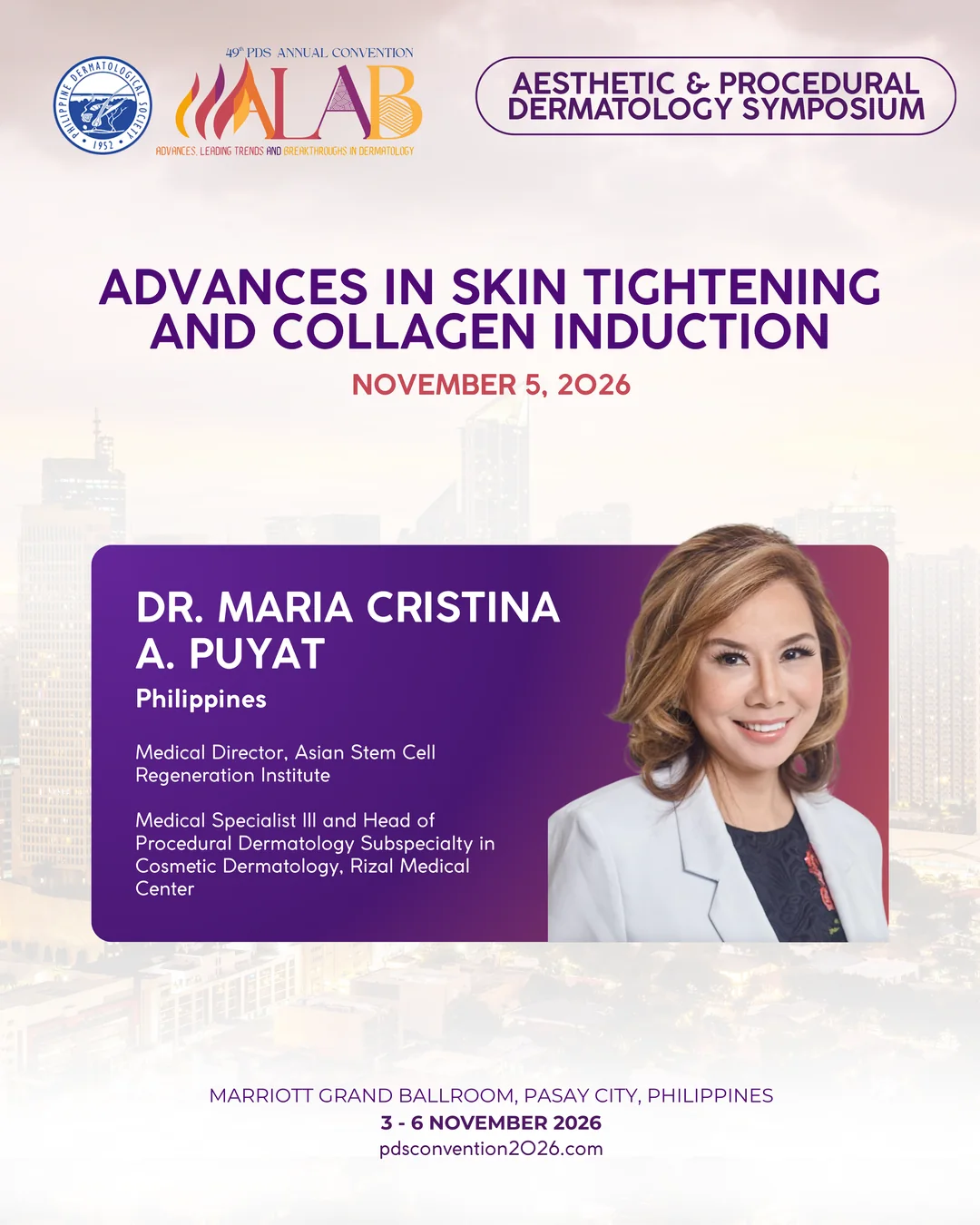 Official convention profile card for Dr. Maria Cristina A. Puyat