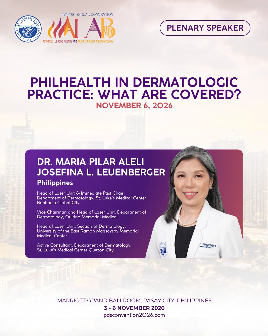 Official convention profile card for Dr. Maria Pilar Aleli Josefina L. Leuenberger