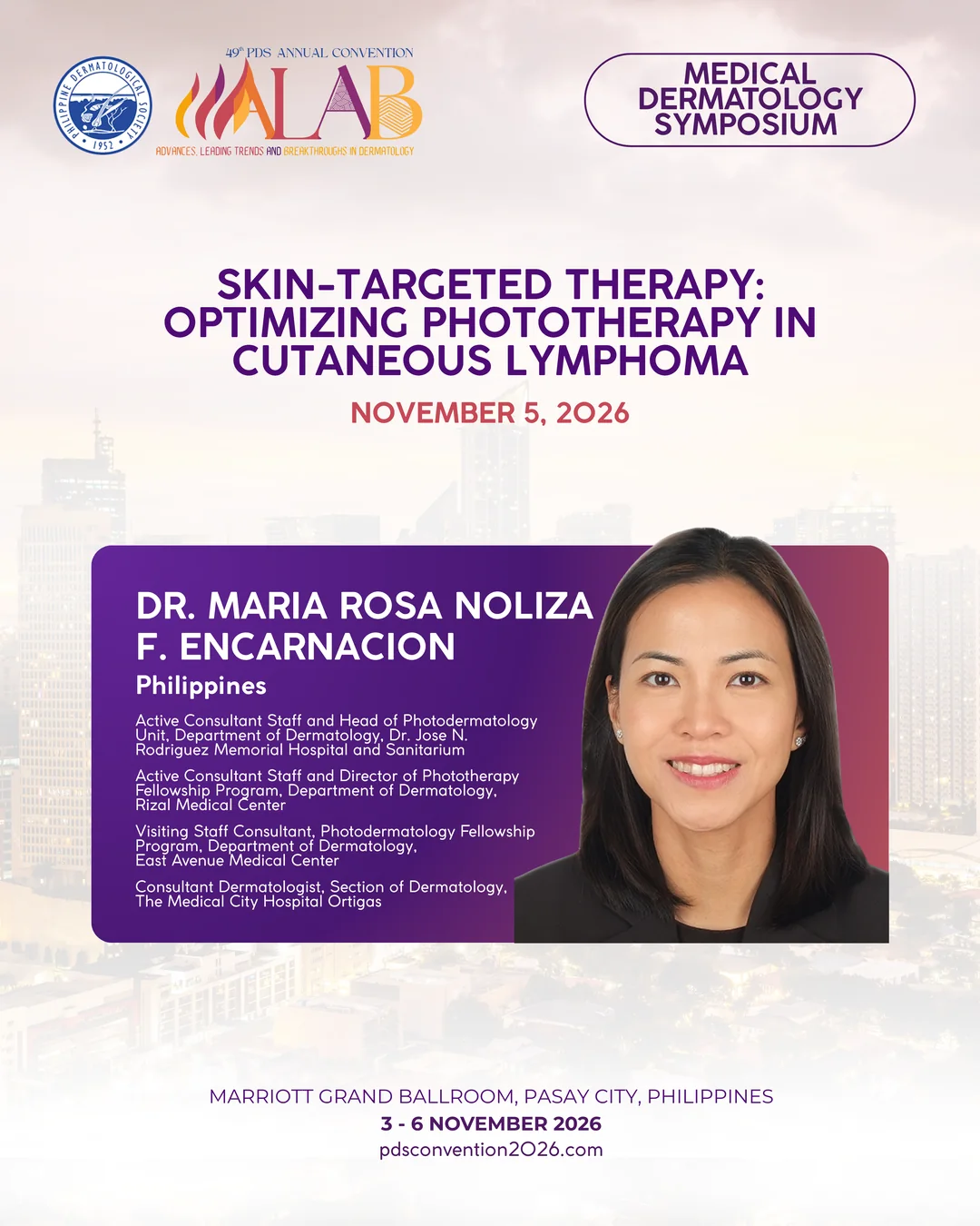 Official convention profile card for Dr. Maria Rosa Noliza F. Encarnacion