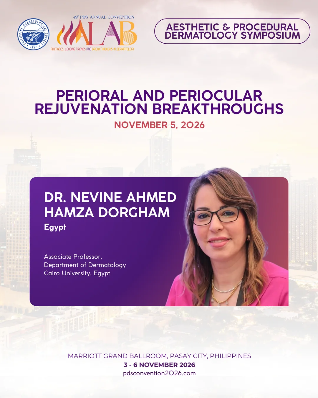 Official convention profile card for Dr. Nevine Ahmed Hamza Dorgham
