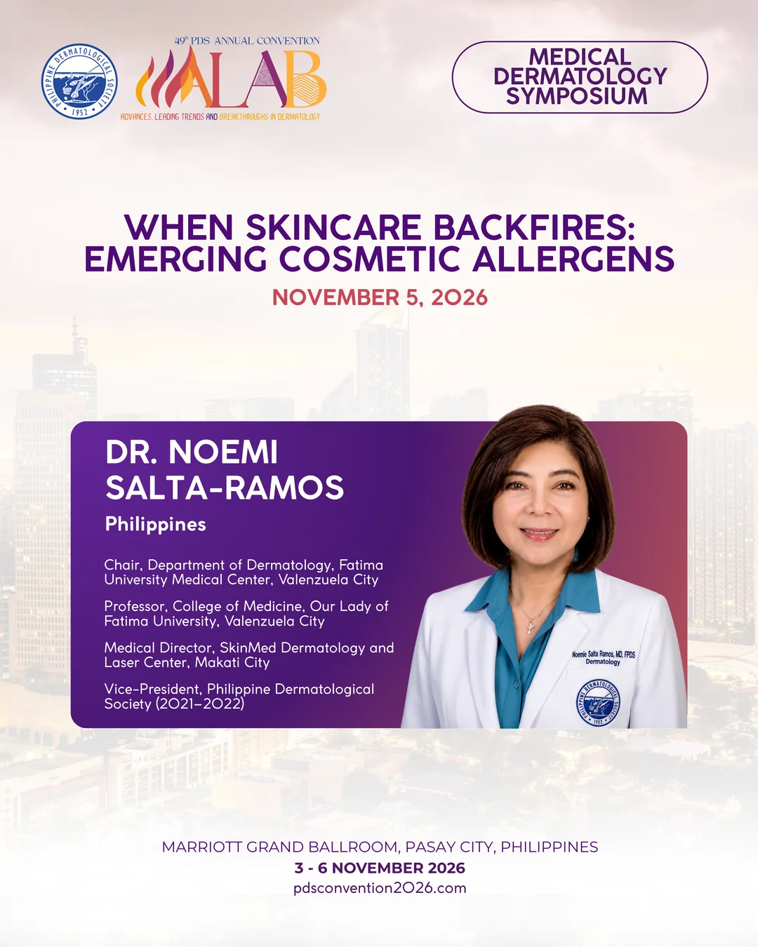 Official convention profile card for Dr. Noemi Salta-Ramos