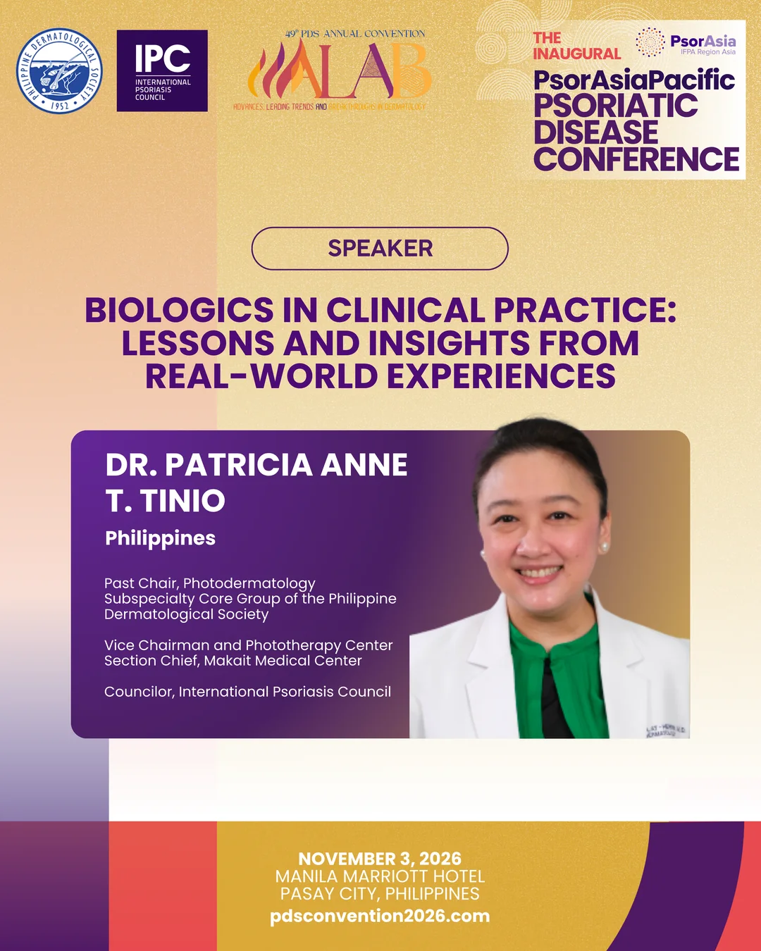 Official convention profile card for Dr. Patricia Anne T. Tinio
