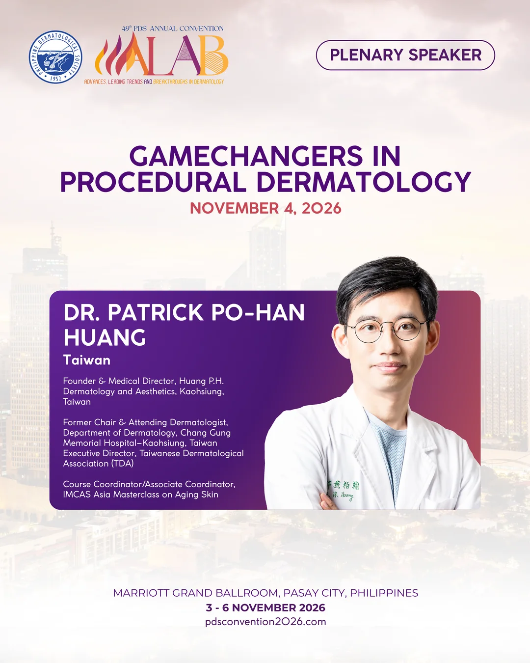 Official convention profile card for Dr. Patrick Po-Han Huang