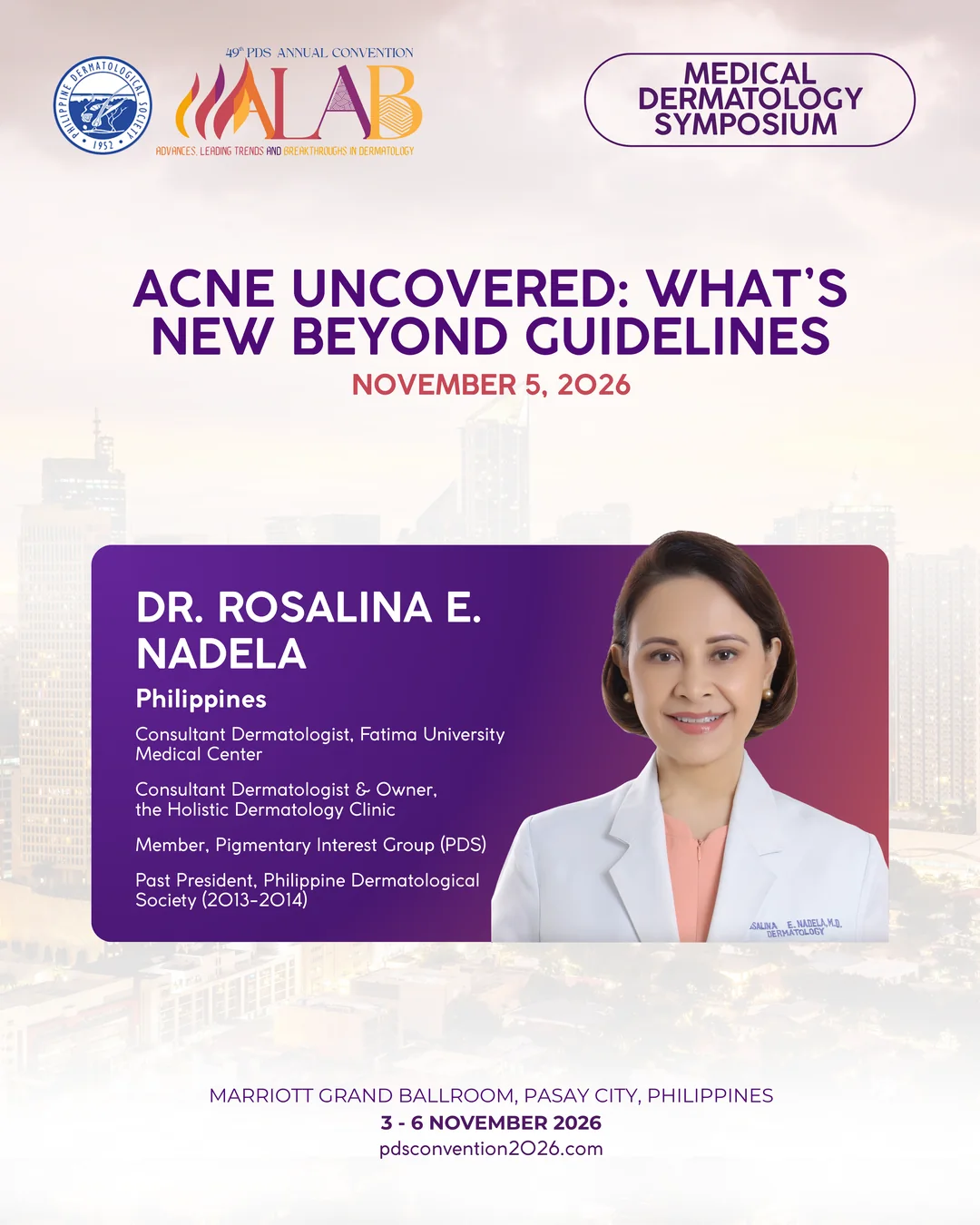 Official convention profile card for Dr. Rosalina E. Nadela