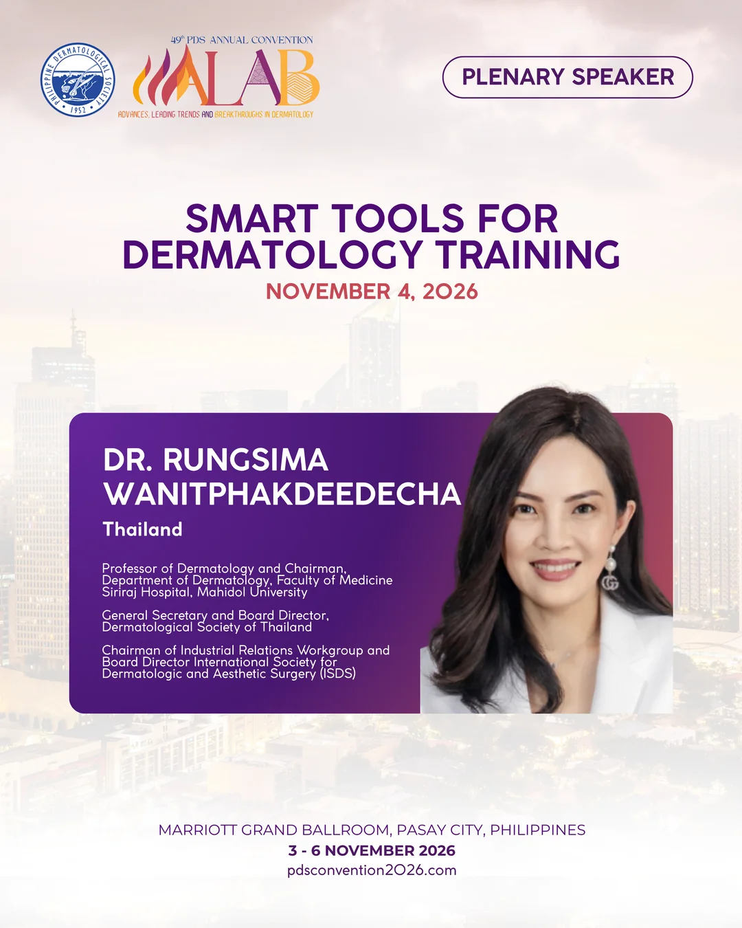 Official convention profile card for Dr. Rungsima Wanitphakdeedecha